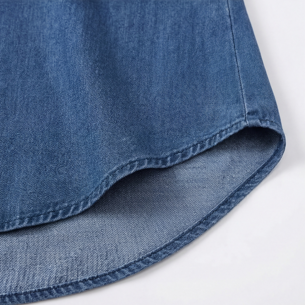 Vivara – Soft Ruffle V Neck Denim Blouse