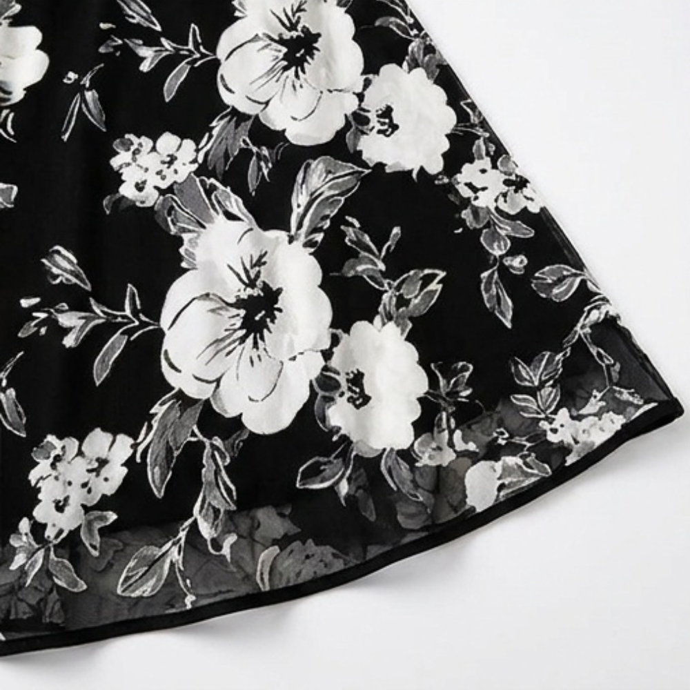 Solenya – Women's Floral Chiffon Dress with Sheer Overlay