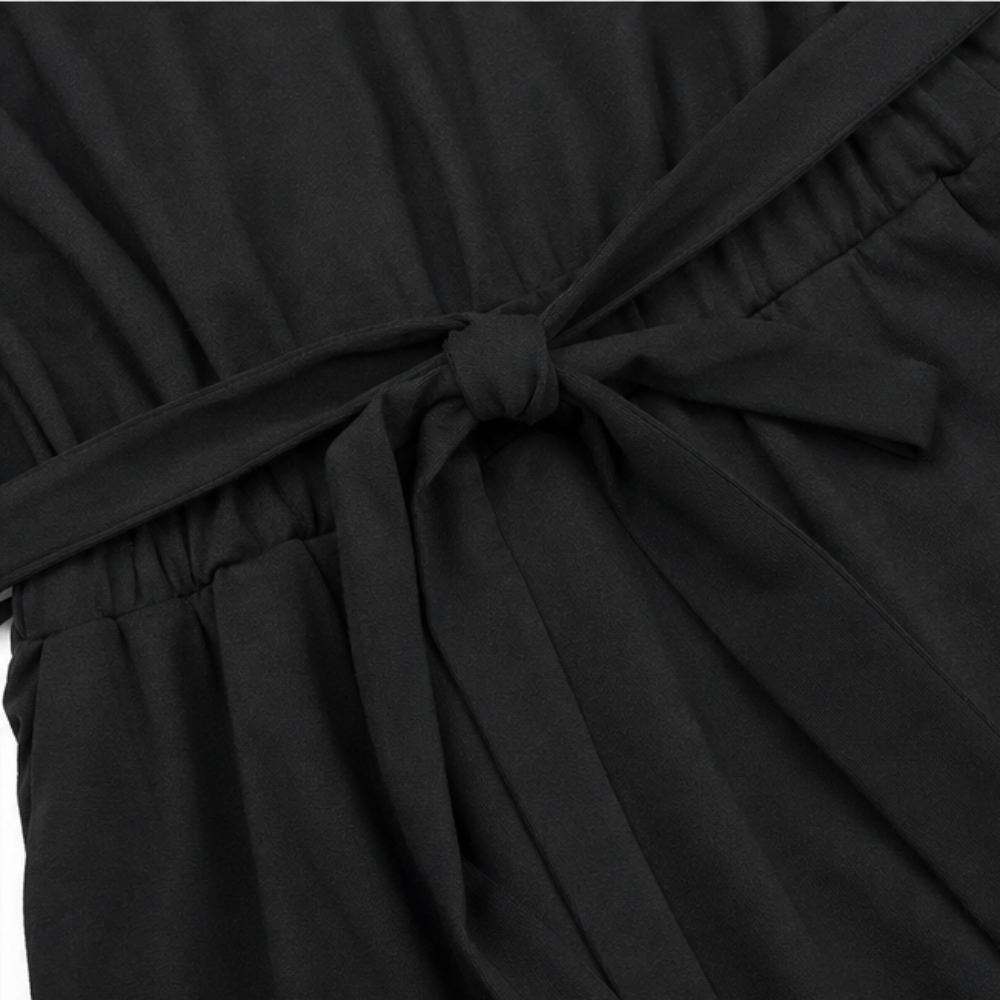 Vivelyn – Ladder Sleeve Tie Waist Romper