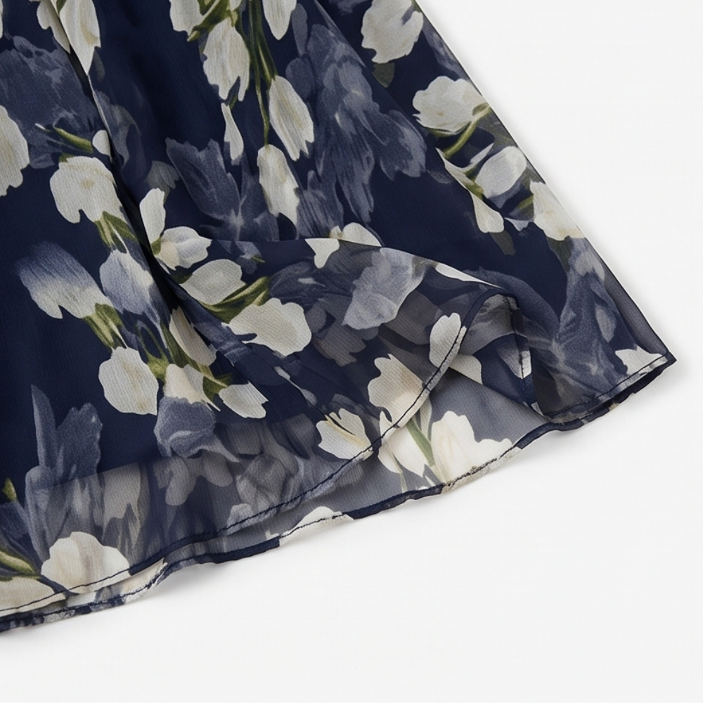 Florenza – Women's Elegant Navy Floral Midi Dress