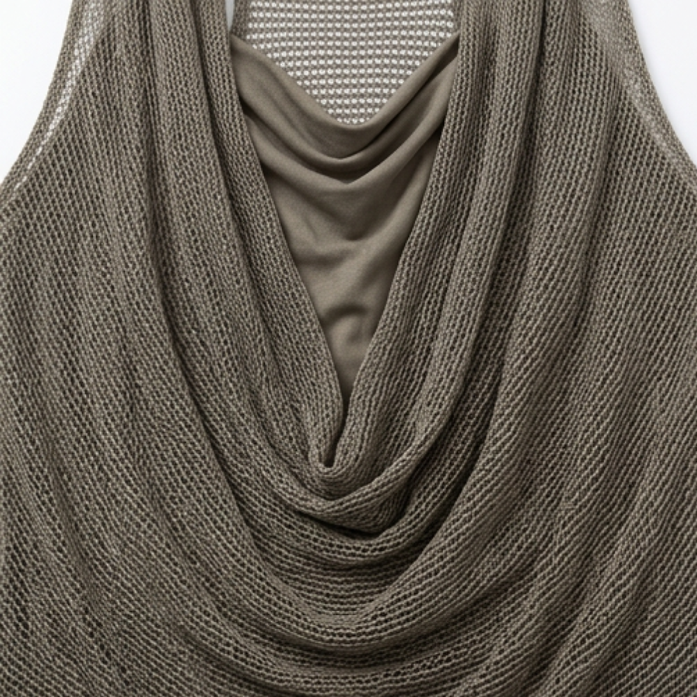 Lunessa – Draped Cowl-Neck Knit Halter Top