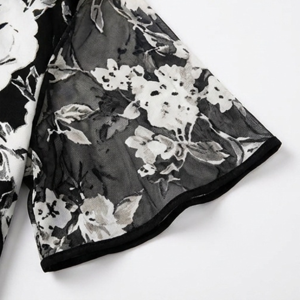 Solenya – Women's Floral Chiffon Dress with Sheer Overlay