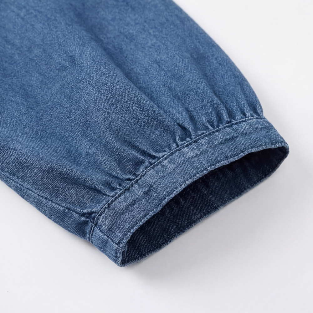 Vivara – Soft Ruffle V Neck Denim Blouse