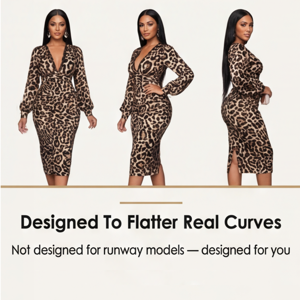 Luxora – Leopard Print Midi Dress