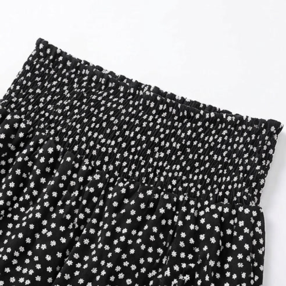 Velura – Smocked Wide-Leg Ruffle Pants