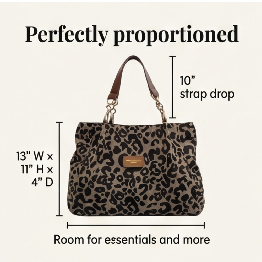 Lynxe - Leopard Print Tote with Chain Detail