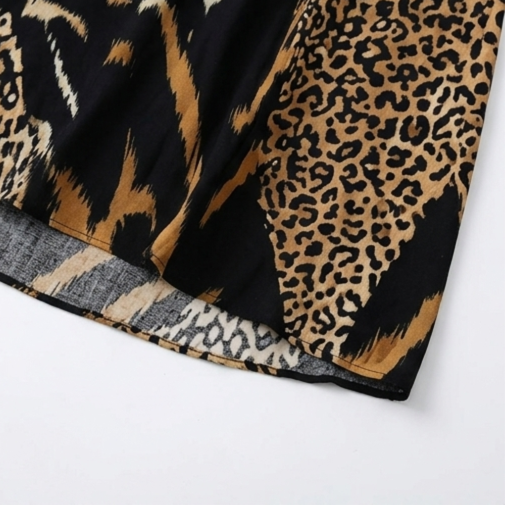 Vivara – Sleeveless Leopard Patchwork Midi Dress