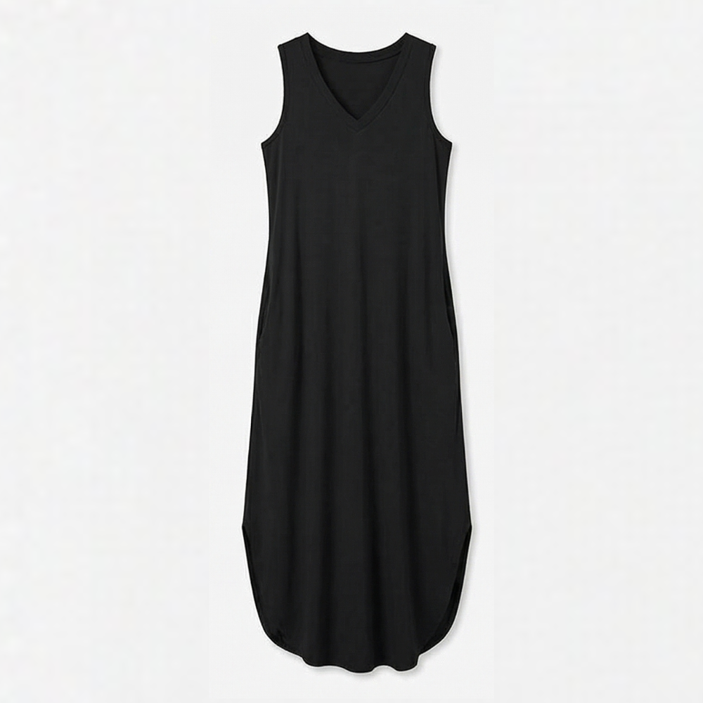 Vivara – Flowy V-Neck Maxi Dress with Pockets