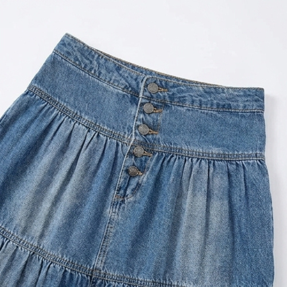 Soléra – Women's Soft Button-Front Denim Maxi Skirt