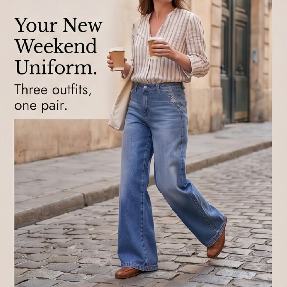 Luvenza – Women's Vintage Wide-Leg Flare Jeans