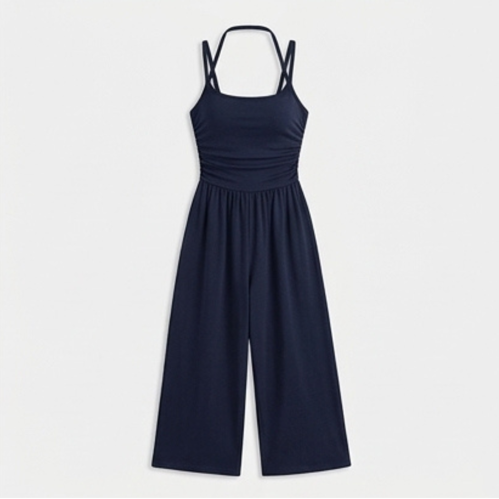 Solenne – Women's Ruched Bodice Wide Leg Jumpsuit
