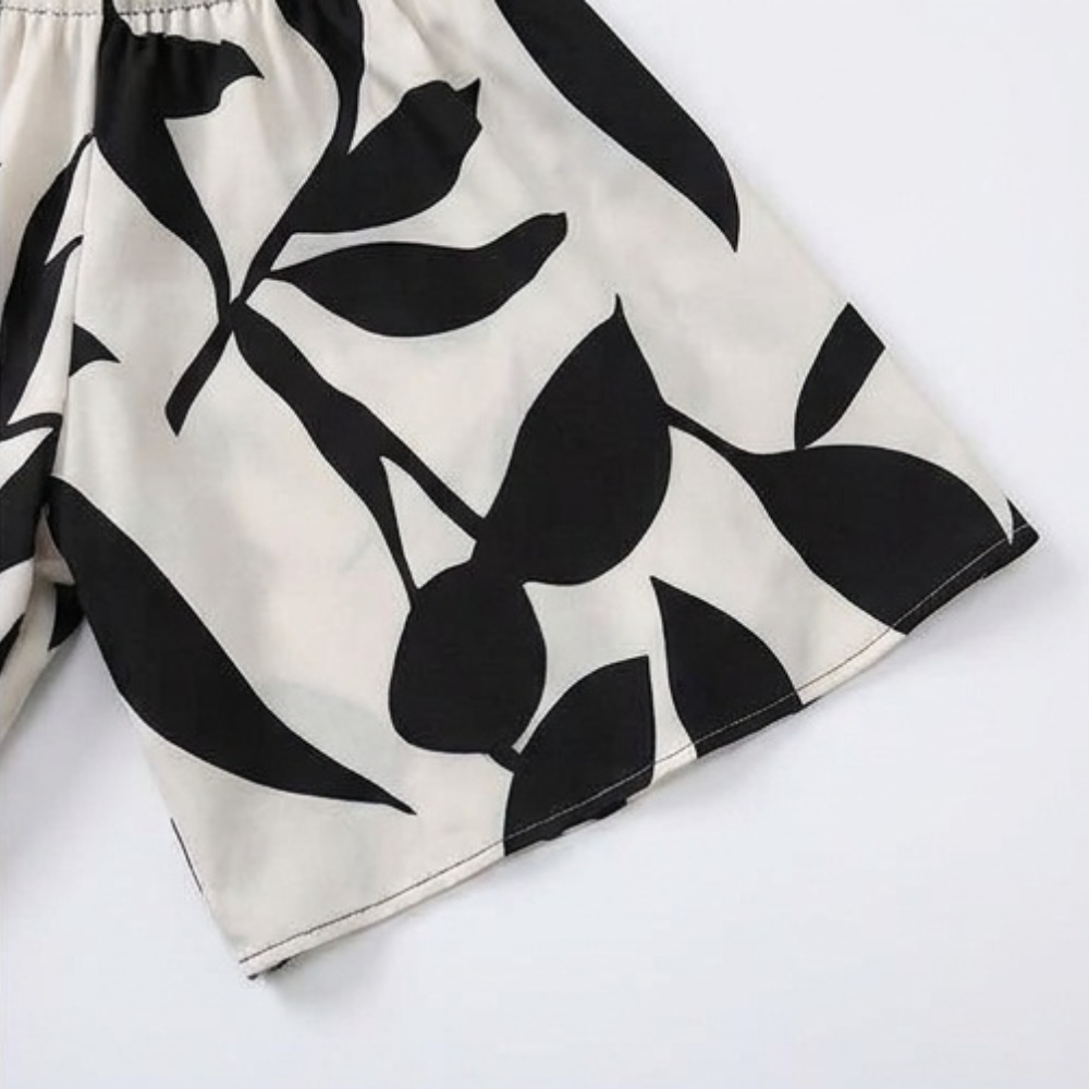 Lunavia – Women's Off-Shoulder Leaf-Print Romper