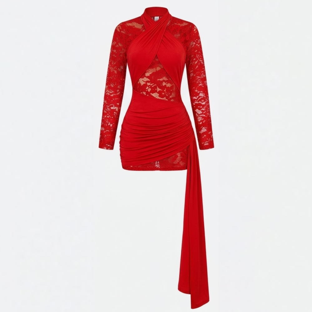 Velaire – Women's Lace Bodycon Mini Dress with Halter Neckline