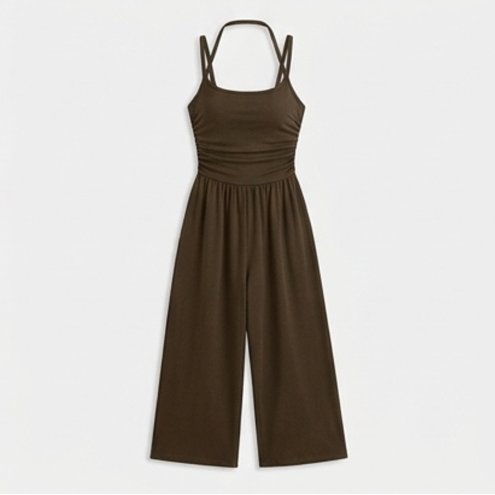 Solenne – Women's Ruched Bodice Wide Leg Jumpsuit