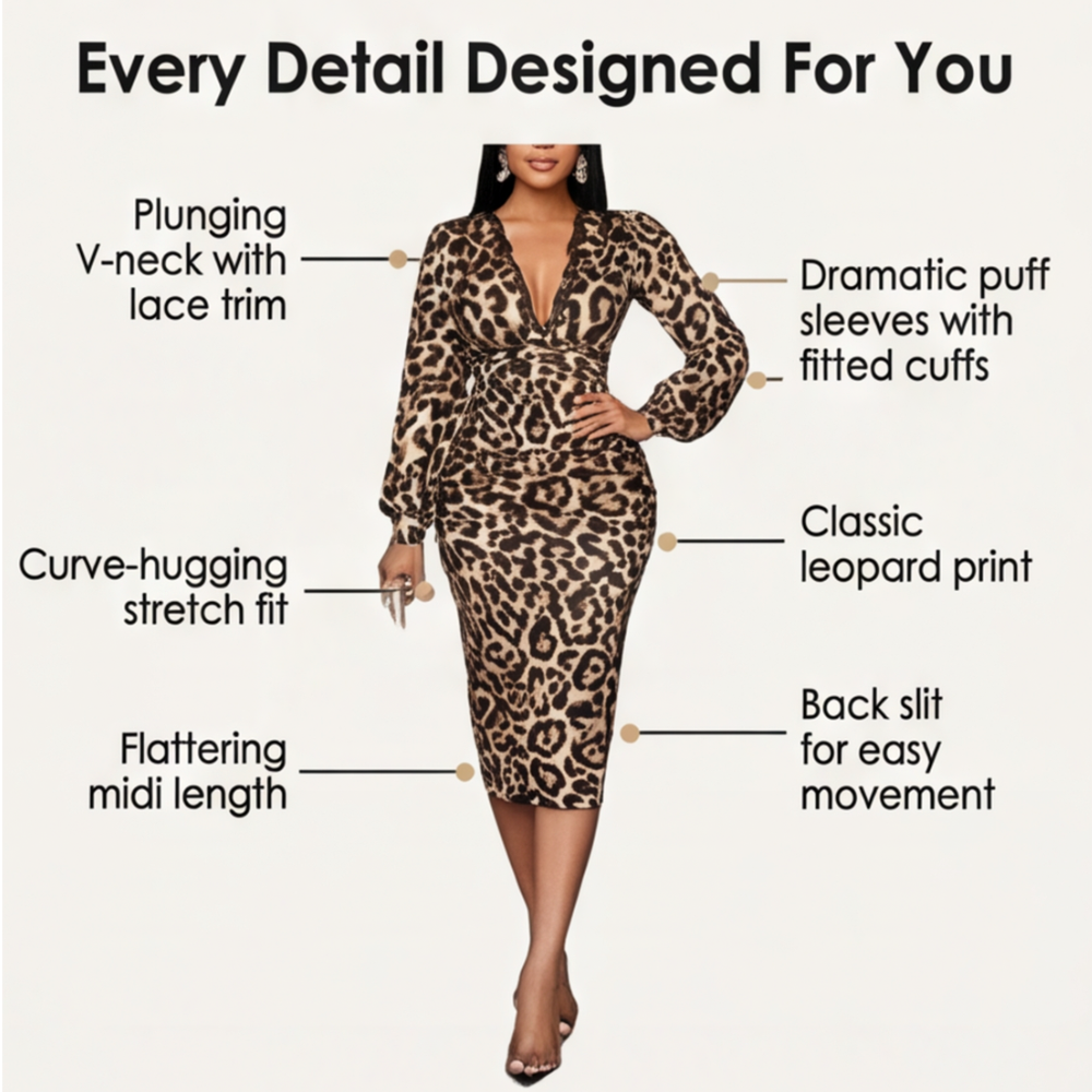 Luxora – Leopard Print Midi Dress