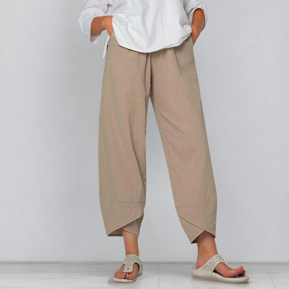 Solivia™ – Tulip Hem Cropped Wide Leg Pants with Pockets