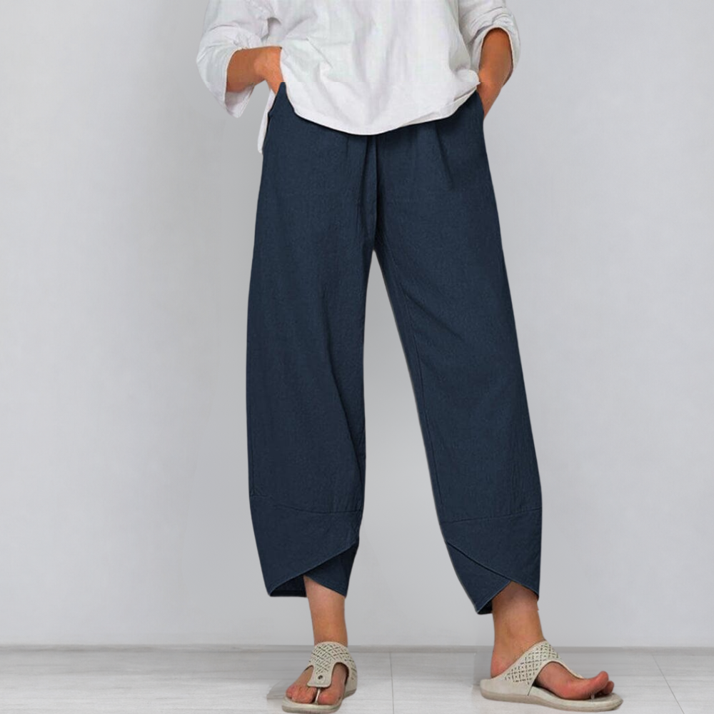 Solivia™ – Tulip Hem Cropped Wide Leg Pants with Pockets