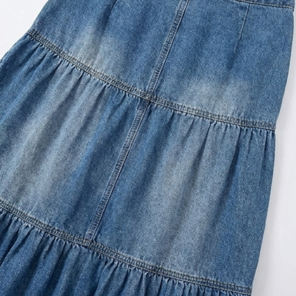 Soléra – Women's Soft Button-Front Denim Maxi Skirt