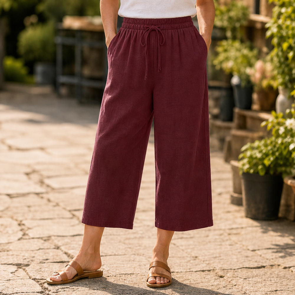 Calmara™ – Cropped Wide-Leg Drawstring Pants