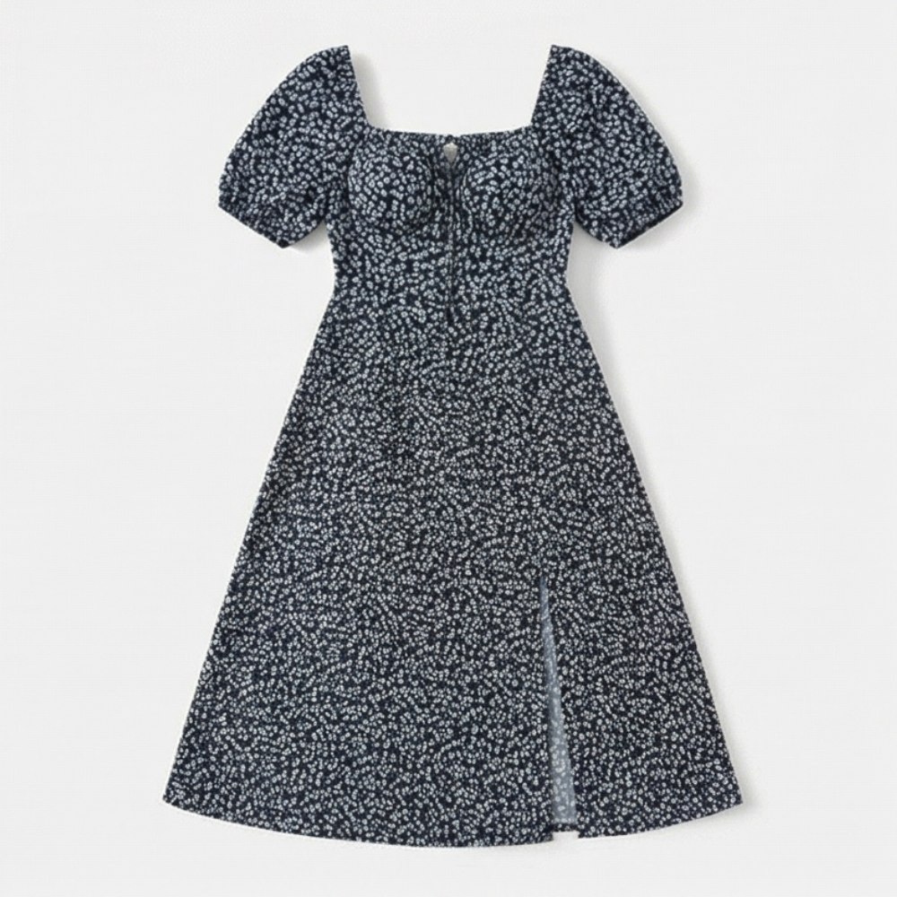 Floressa – Flattering Floral Midi Dress with Side Slit