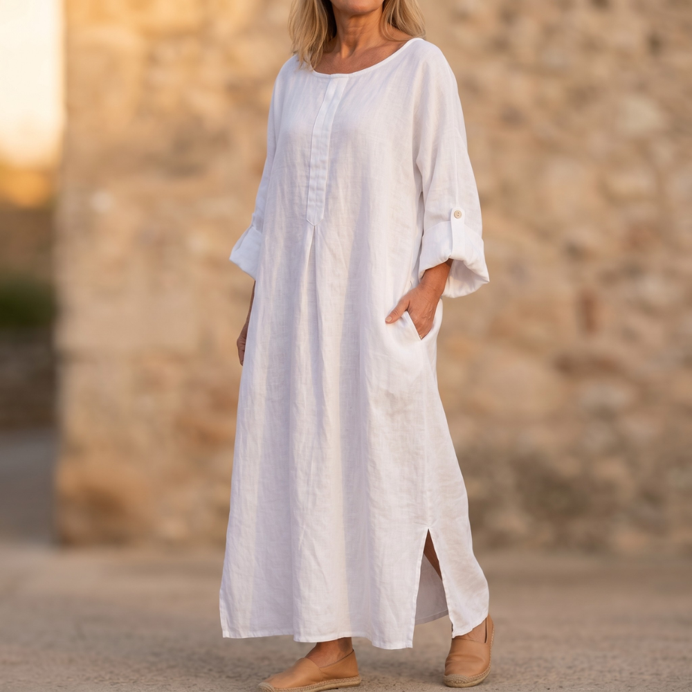 Lunavia – Women's Flowy Linen-Style Maxi Dress