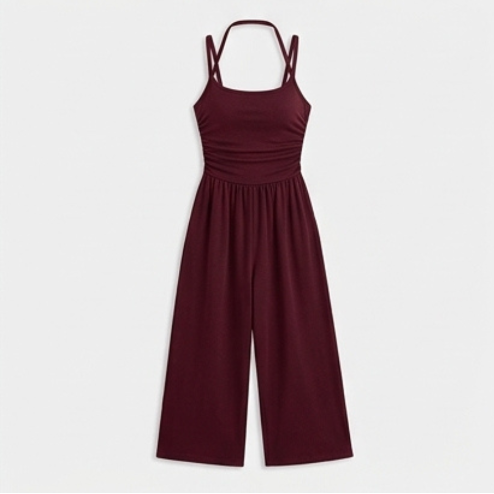 Solenne – Women's Ruched Bodice Wide Leg Jumpsuit