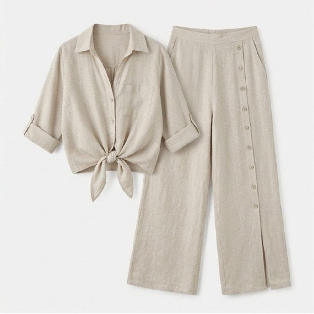 Vivara – Women's Effortless Linen Blend Matching Set
