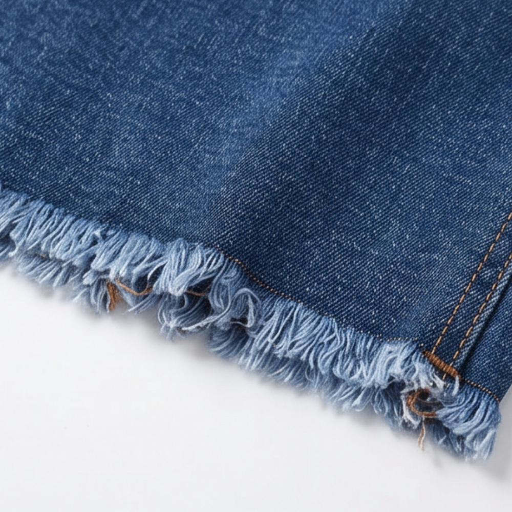 Veluna – Women's Curve-Flattering Frayed Hem Denim Skirt