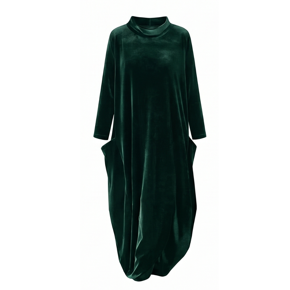 Sofelle – Women's Velvet Cocoon Midi Dress with Pockets