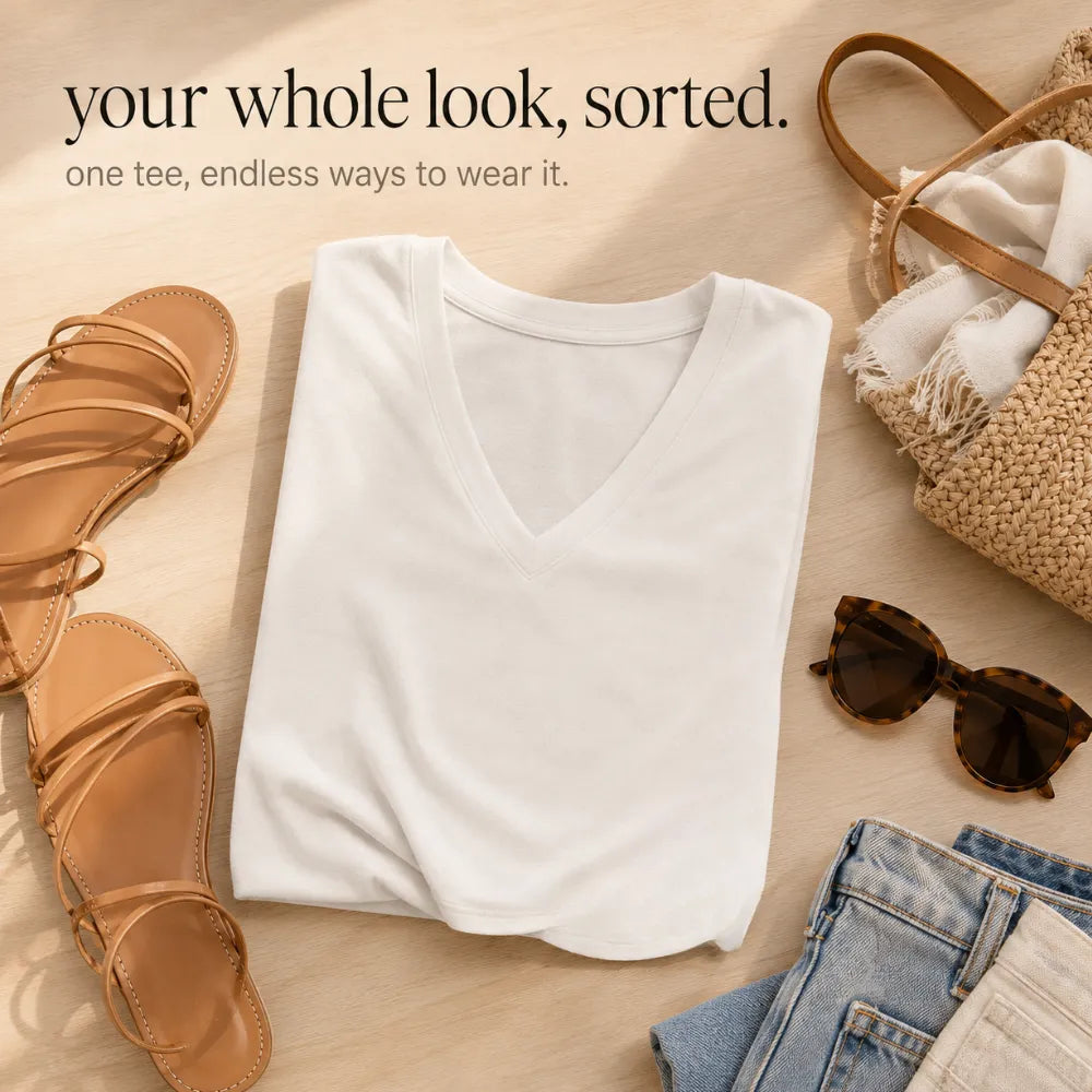 Vivelyn – Oversized V Neck Tee