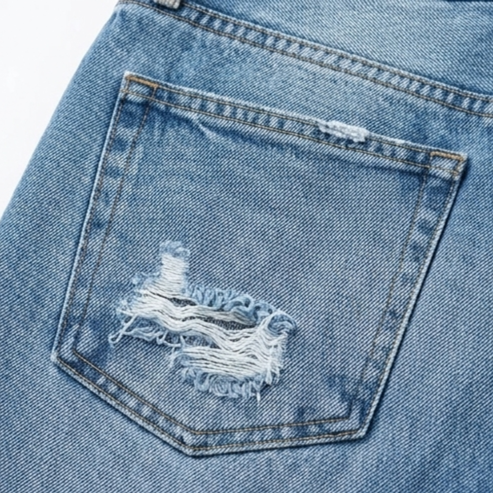 Vivara – Women's Retro Fringed Cropped Straight Leg Jeans