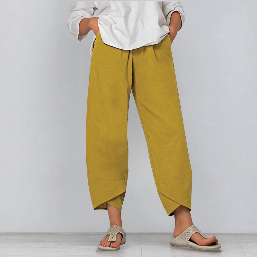 Solivia™ – Tulip Hem Cropped Wide Leg Pants with Pockets