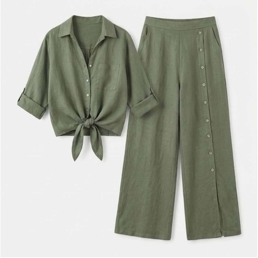Vivara – Women's Effortless Linen Blend Matching Set