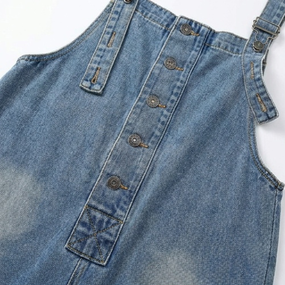 Curvella – Women's Button-Front Tapered Denim Overalls