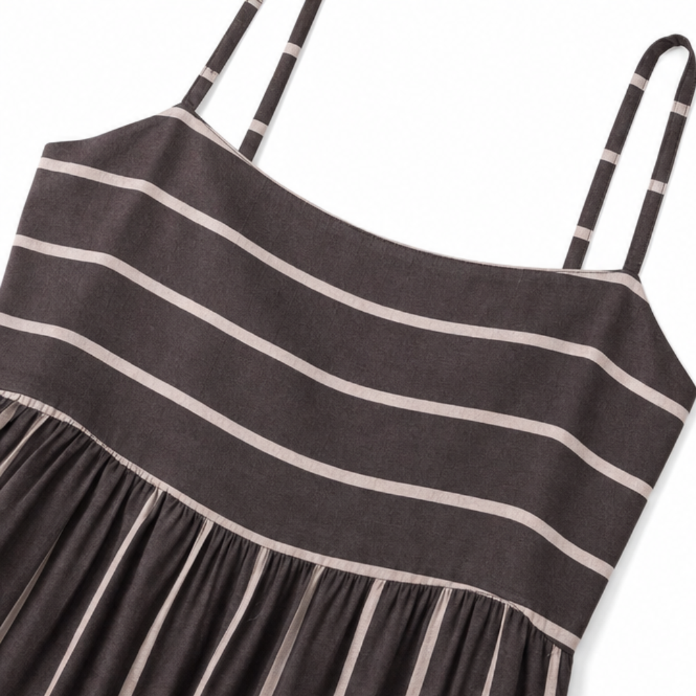 Solène – Striped Cami Maxi Dress with Smocked Back