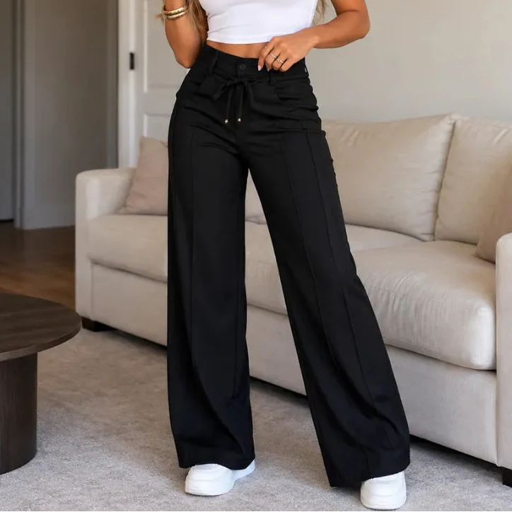 Lunelle – Wide-Leg Trousers With Front Seam Detail For Women
