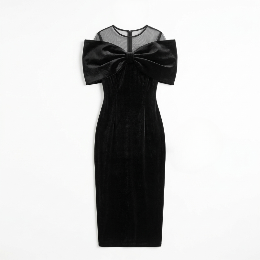 Velara – Dramatic Bow Midi Dress