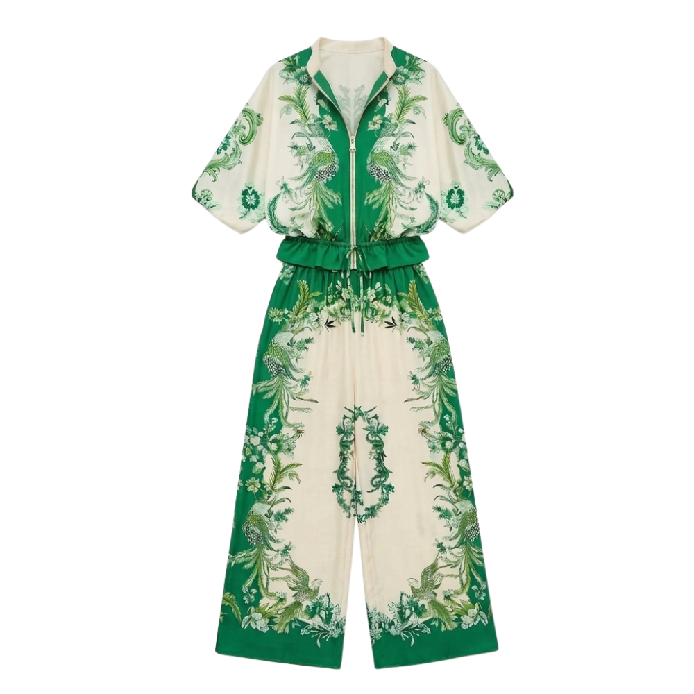 Vivara – Women's Floral Kimono Zip Up Set