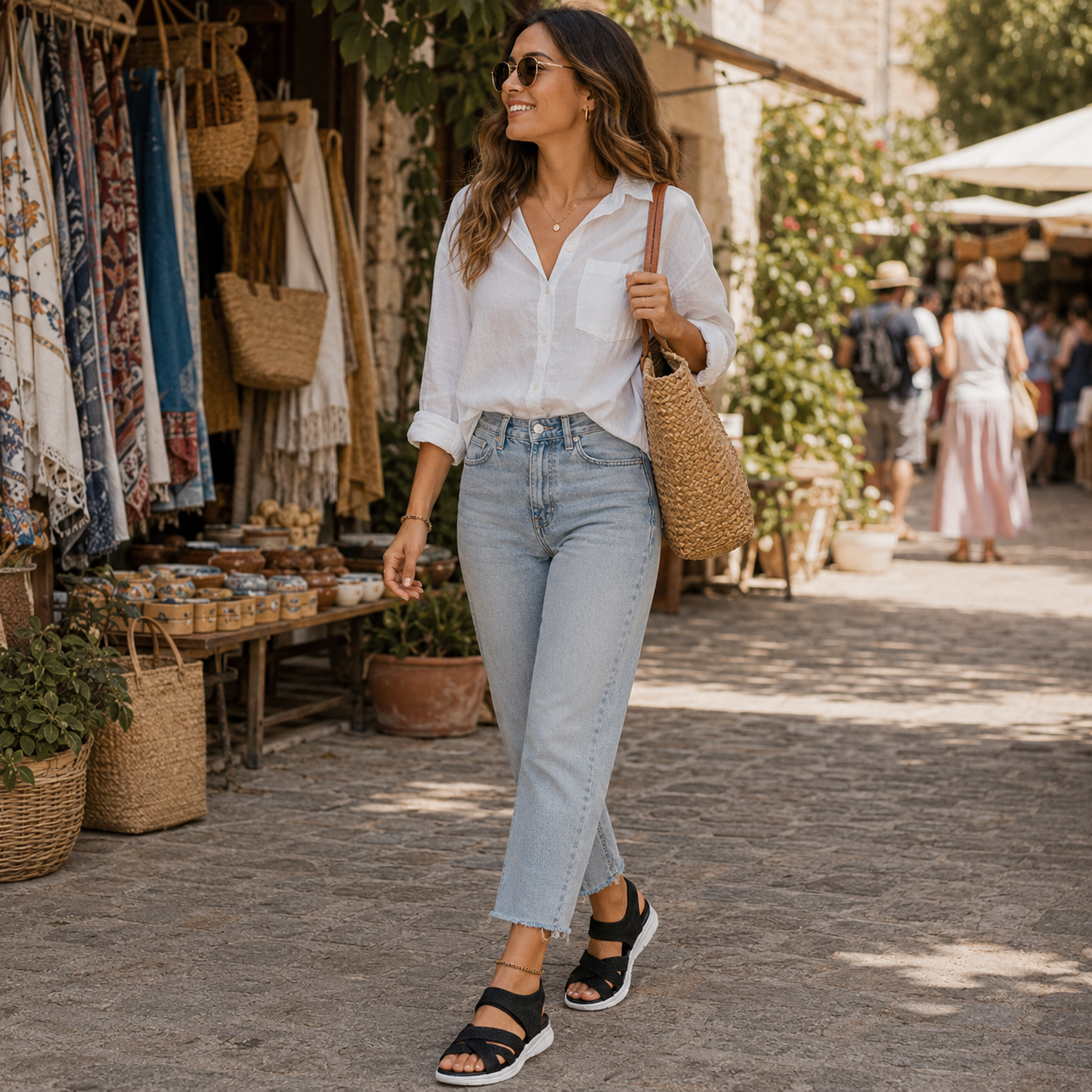 Veluna™ – Cushioned Stretch Knit Cross Strap Sandals for Women