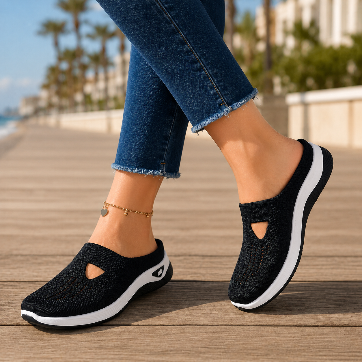 Airessa™ – Breathable Mesh Slip-On Mules with Cushioned Air Sole