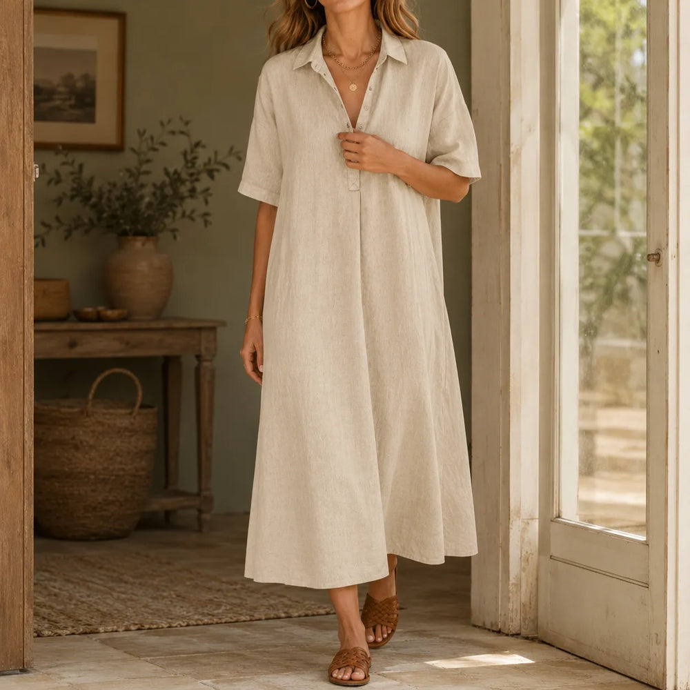 Lunavia – Women's Oversized Midi Shirt Dress
