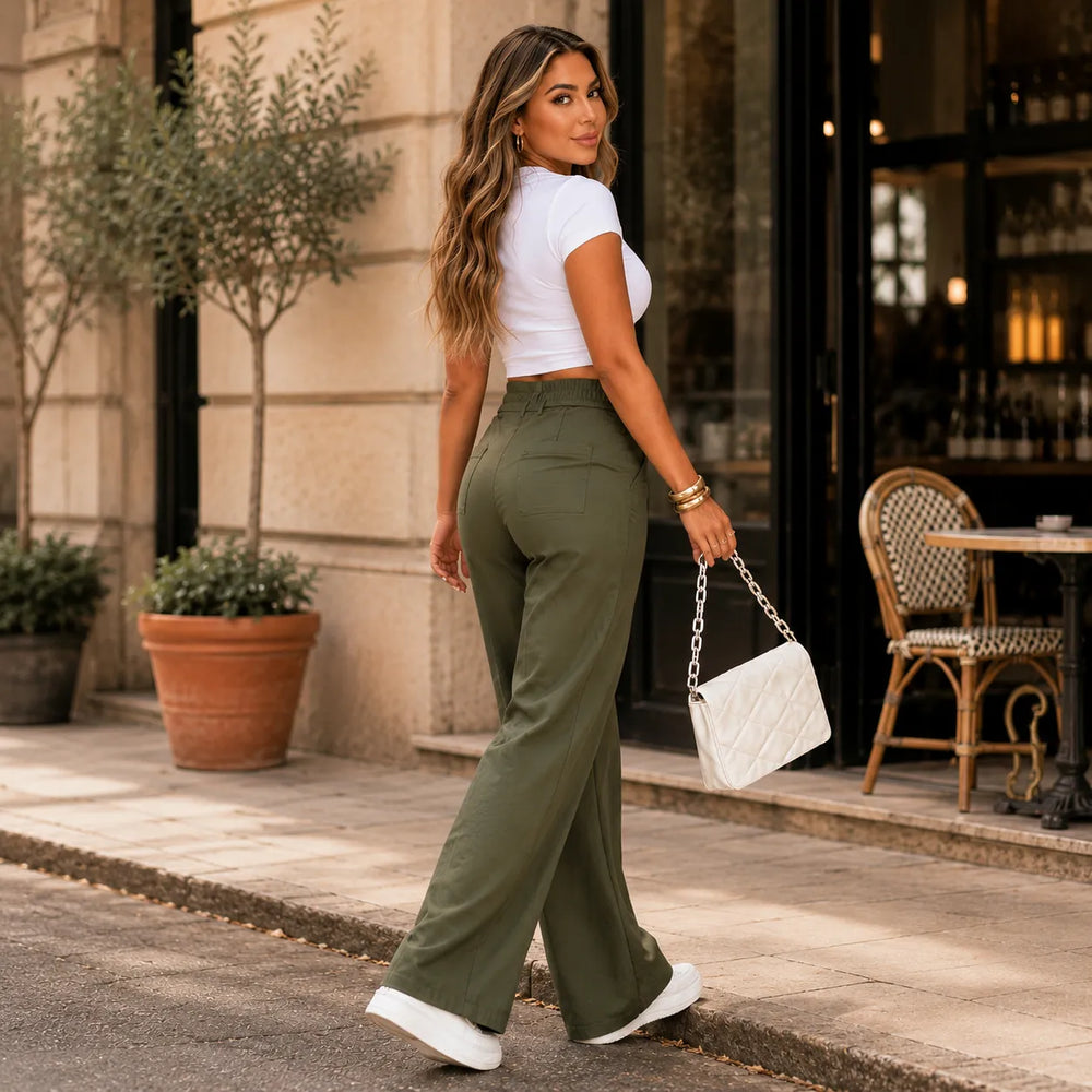 Lunelle – Wide-Leg Trousers With Front Seam Detail For Women