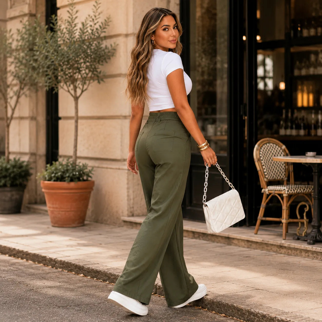 Lunelle – Wide-Leg Trousers With Front Seam Detail For Women