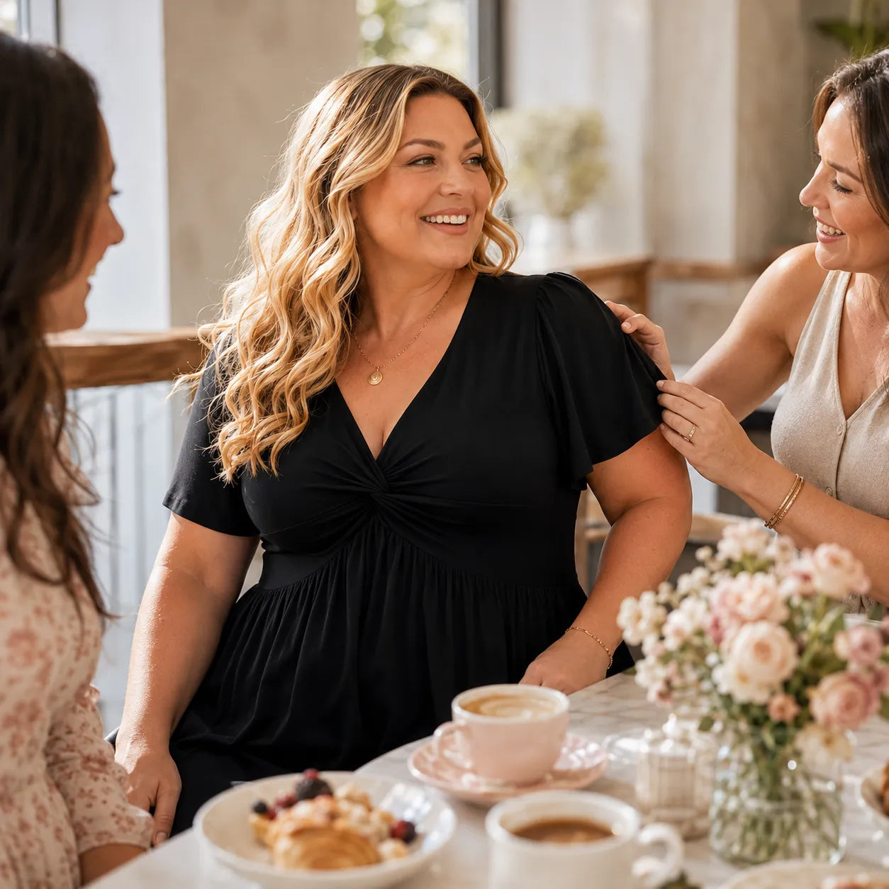 Wearbella – Plus Size V-Neck Twist Front Flutter Sleeve Dress with Pockets