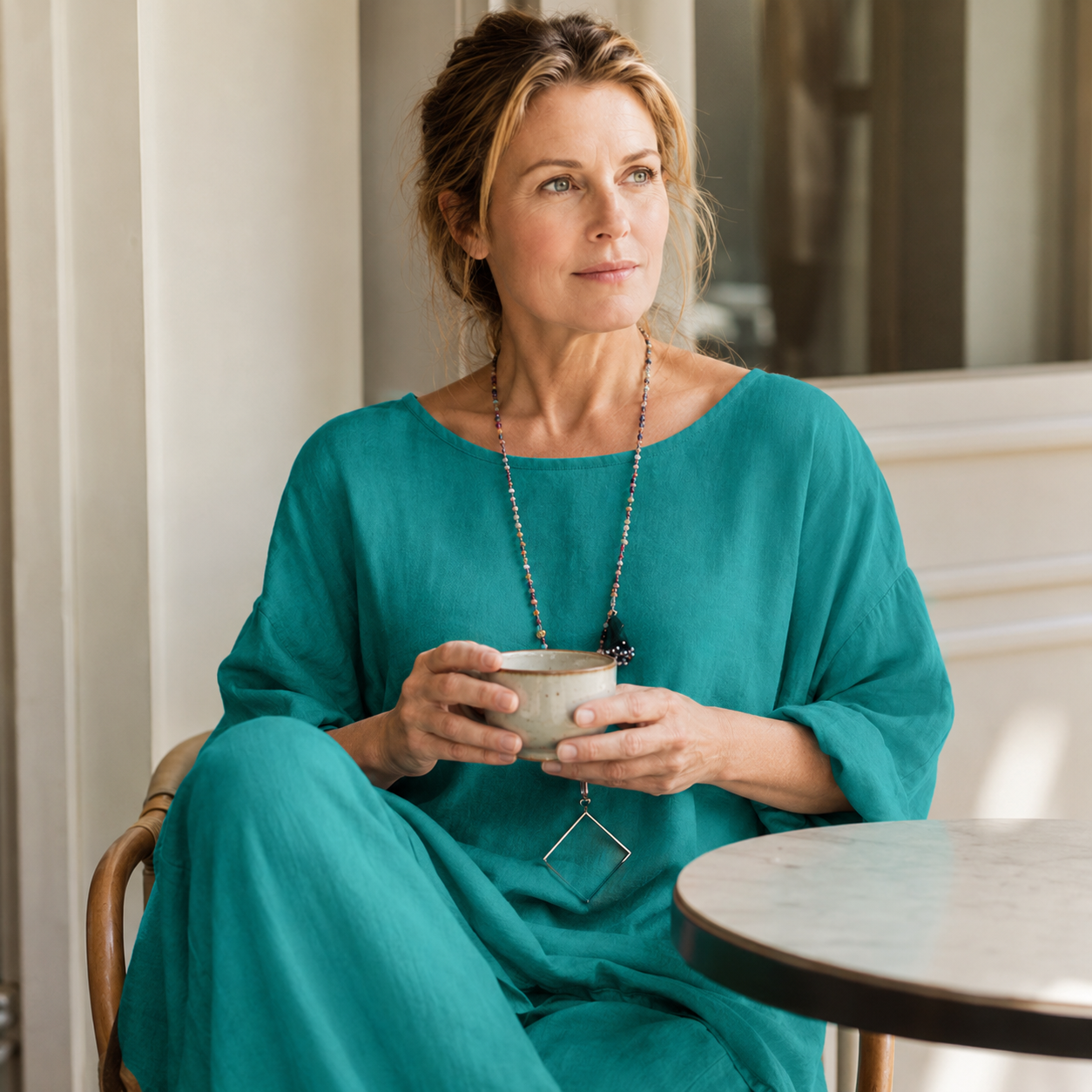 Lunavia™ – Oversized Cotton-Linen Two-Piece Set with Wide-Leg Pants