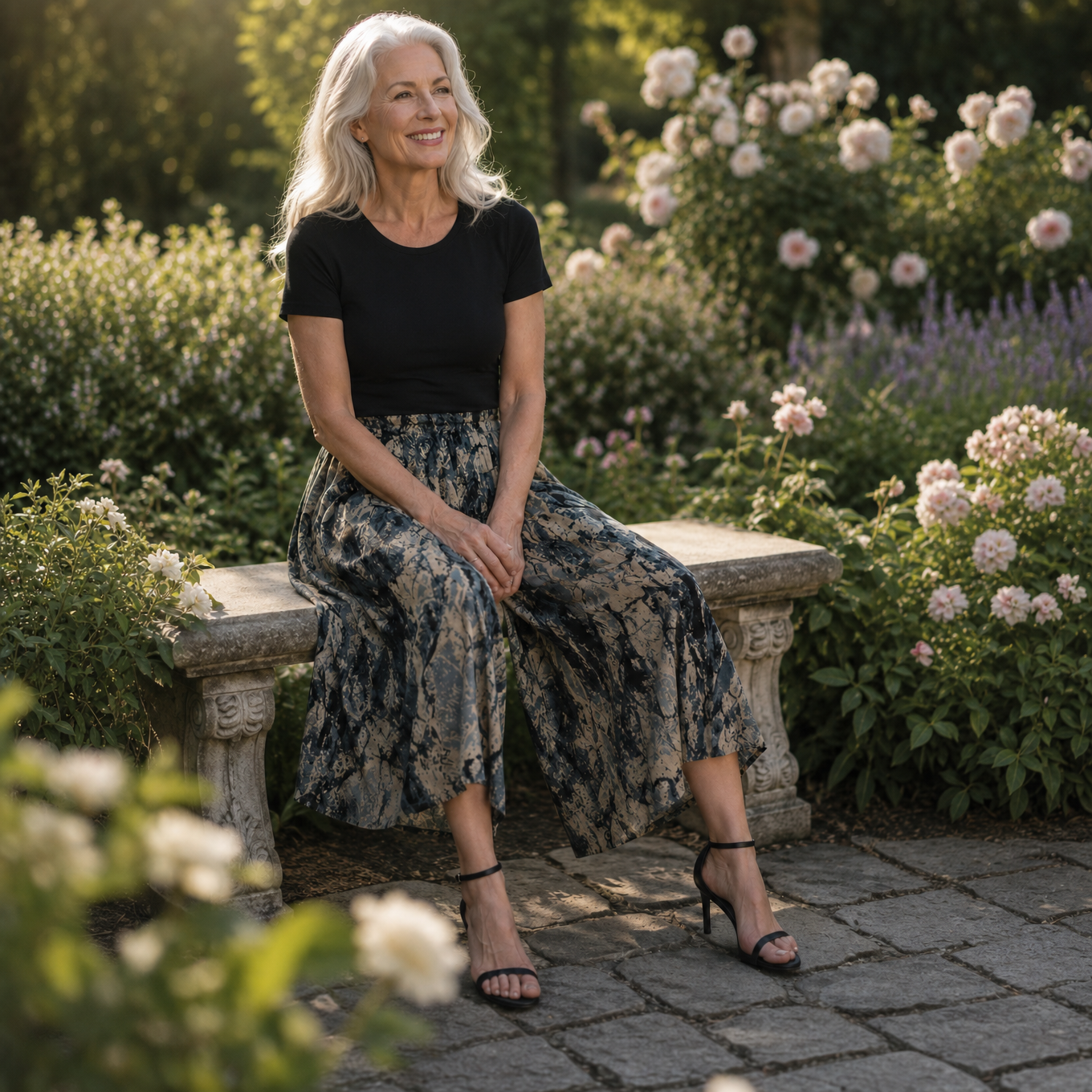 Florenza™ – Wide-Leg Flowy Summer Capri Pants with Elastic Waist & Pockets