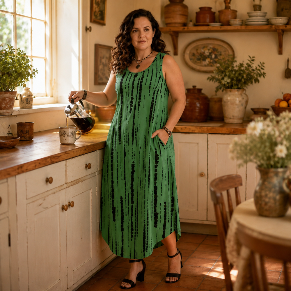 Soliera™ – Relaxed Fit Sleeveless Midi Dress With Pockets