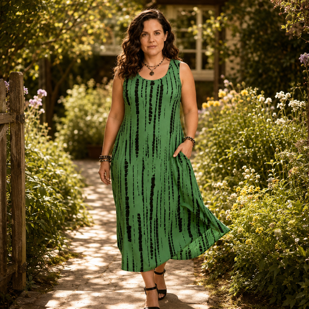 Soliera™ – Relaxed Fit Sleeveless Midi Dress With Pockets