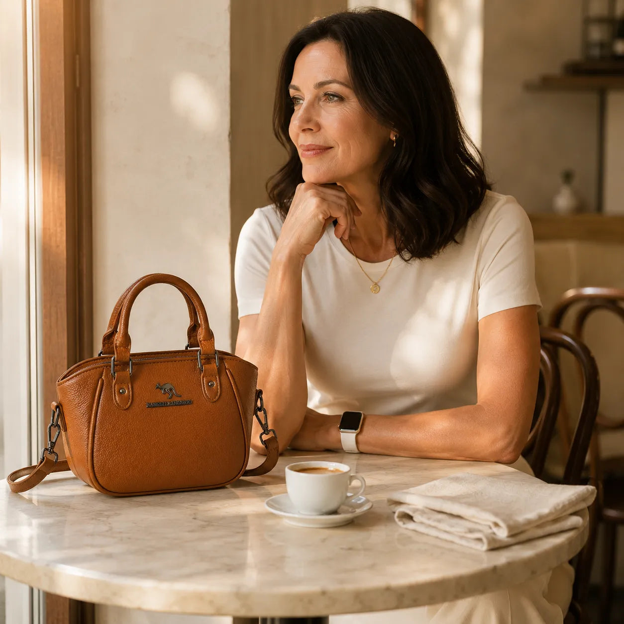 Marlowe – Structured Boston Handbag with Convertible Crossbody Strap, Polished Hardware