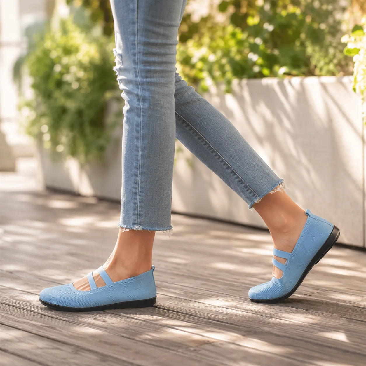 Soffea – Knit Mary Jane Flats with Elastic Straps for Women, Slip On Breathable Ballet Shoes